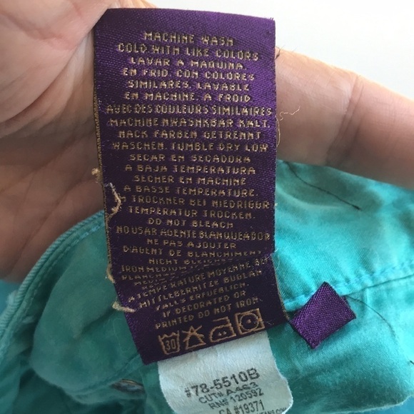 R&S Turquoise Low Rise Skinny Jeans Cropped Zip Hem Sz 26 - Picture 12 of 12